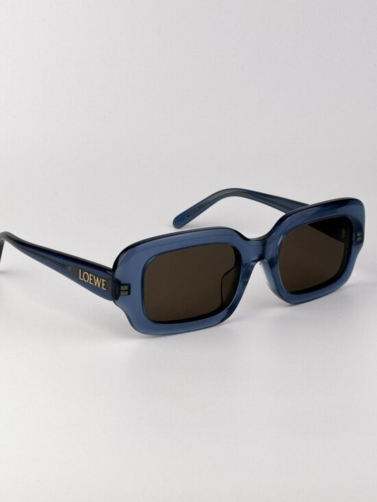 Loewe LW40158F SLIM 84E Rectangle Sunglasses – Shiny Blue / Brown Lenses main image 4
